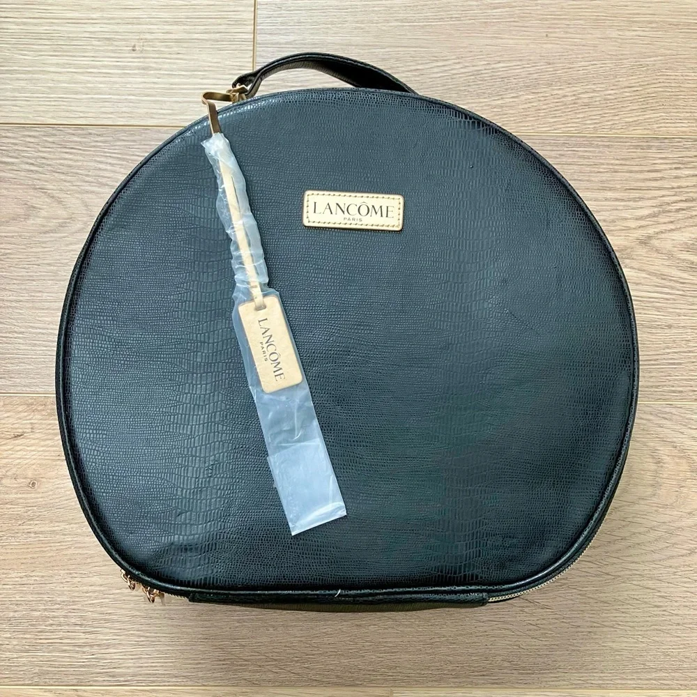 Lancôme Paris Cosmetic Train Case | Black Faux Leather | Large | NWOT
